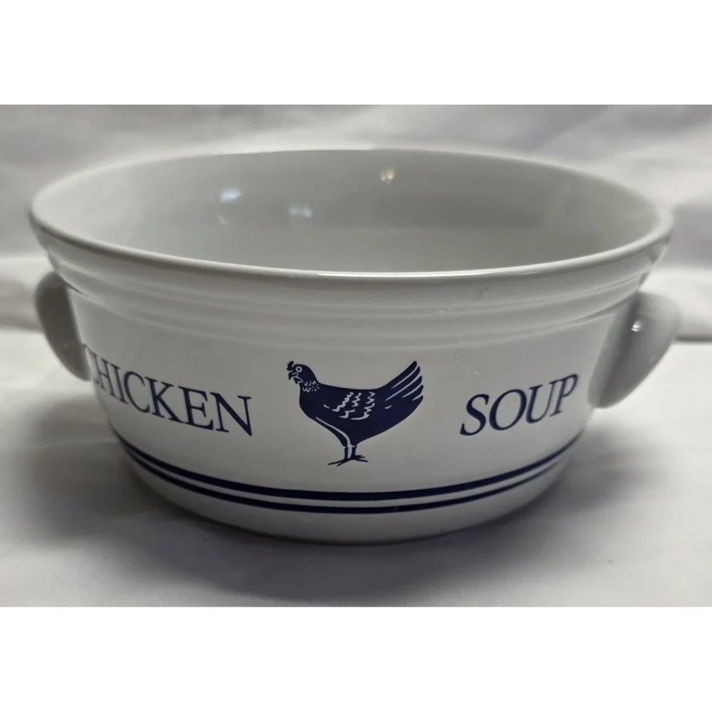 Vintage Blue Chicken Soup Bowl F.T.D.A. Circa‎ 1985 2 cups - Ex Condition Korea